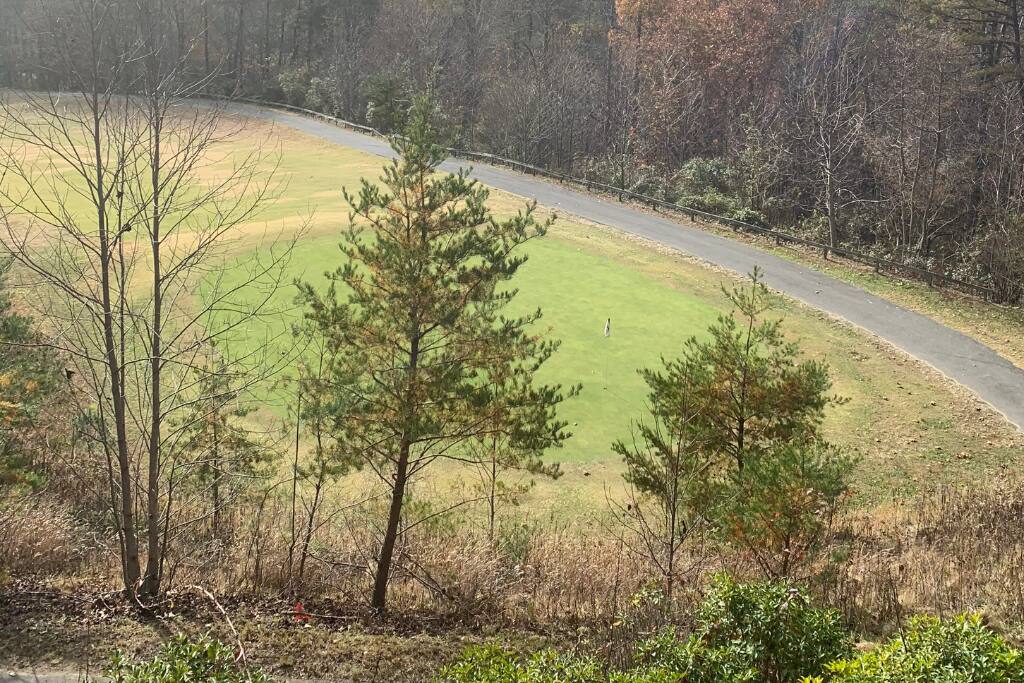 A perfect view of the 6th green from your private back deck. Just close enough to hear "fore" and not need to duck. - 2BR/2BA Stunning Mountain/Golf views/Harrahs/Train - Whittier