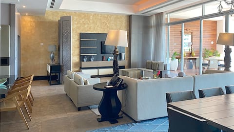 Living room and dining area.