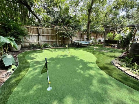 HUGE professional putting green, fully fenced & turfed backyard, hammock, and plenty of games to keep kids and adults alike entertained!