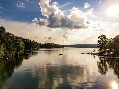 Late afternoon view looking from the dock to the main lake area.