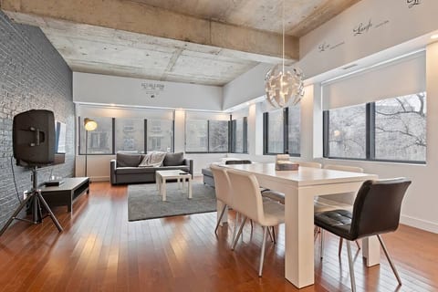 It is larger in person, and steps away from restaurants, breweries and entertainment. Clean, modern, comfortable, a lot of natural light.