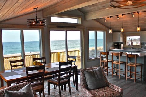 Large kitchen and dining area
