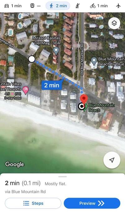 two min walk to the main beach access - several more accesses a few more min walk east