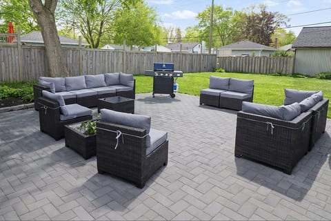Sit out on our back patio and grill some steaks or whatever you like