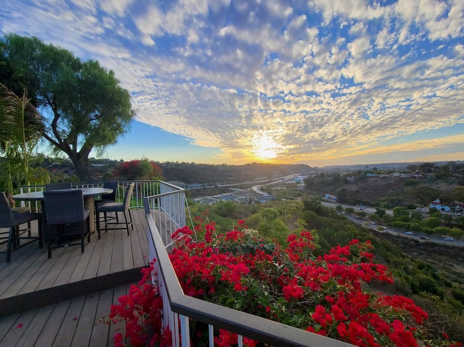 Deck & Firepit Table with amazing sunset views