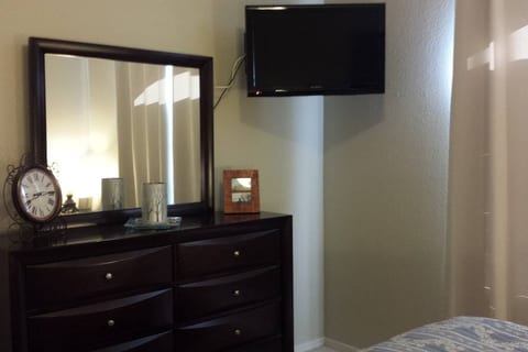 Television with remote in the bedroom