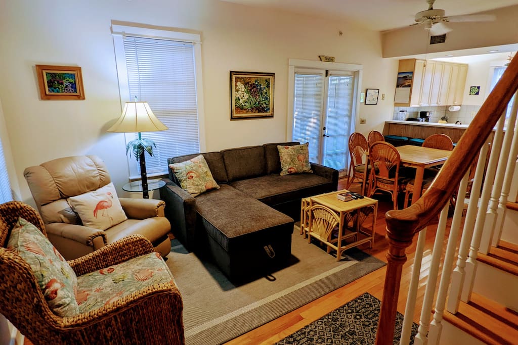 Open floor plan living room first floor Kittyhouse on Catherine, Tropical Pool, Parking