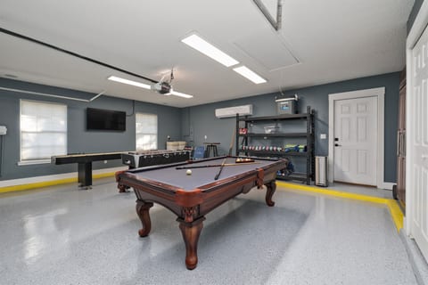 Garage game room with smart TV