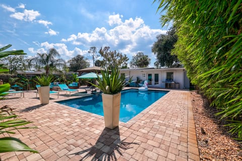 Heated pool with plenty of lounging space