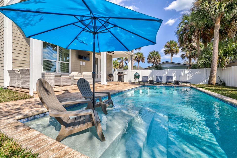 Private heated pool with sun deck