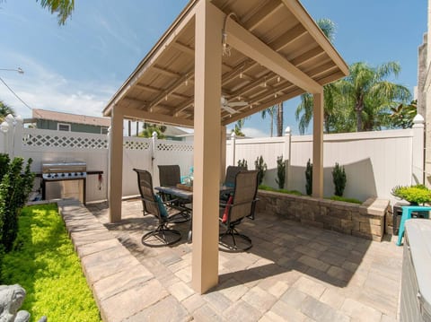 Backyard patio with pergola