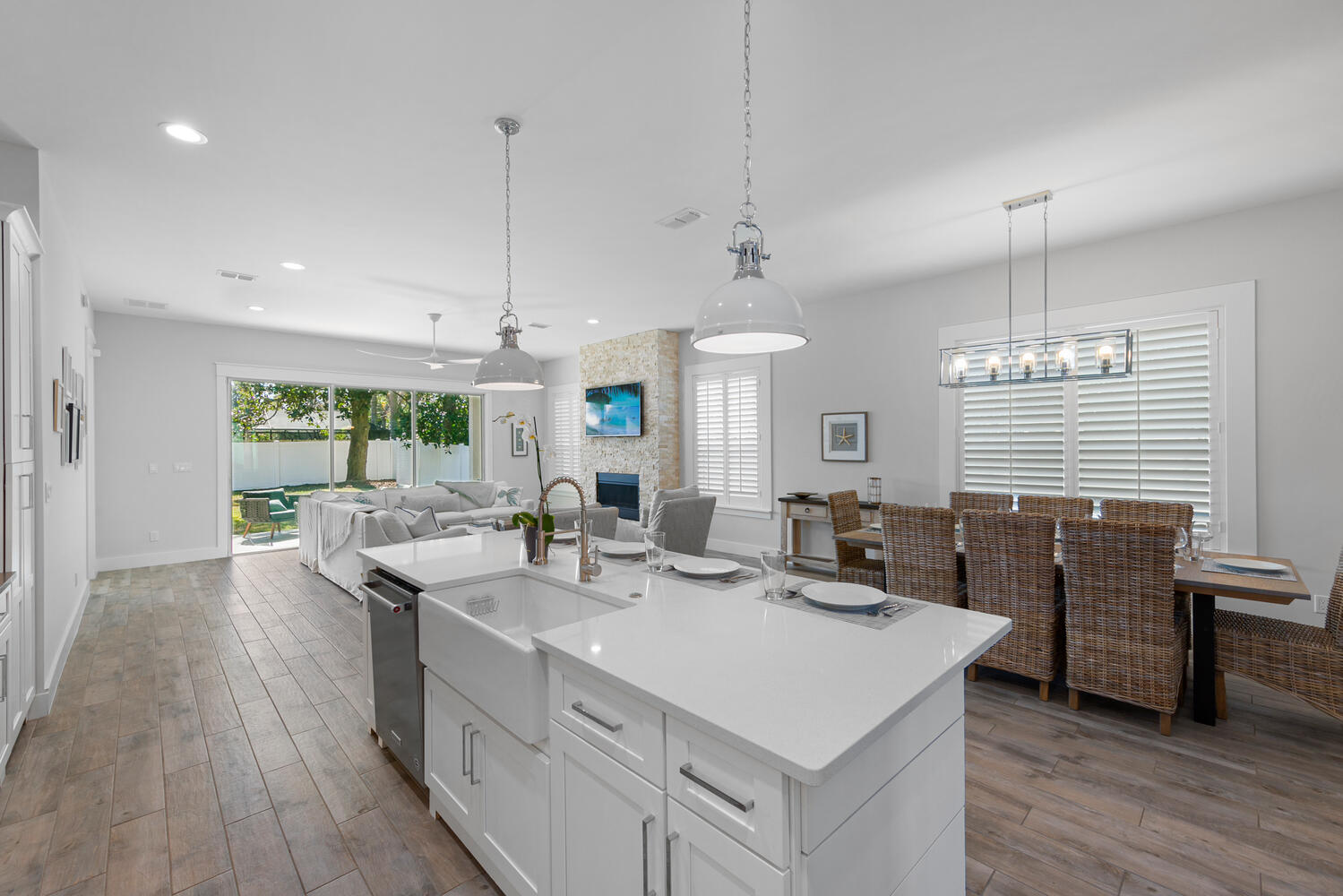 Kitchen, dining, and living spaces - Pablo Beach: New Luxury beach oasis w/ heated pool! - Jacksonville Beach