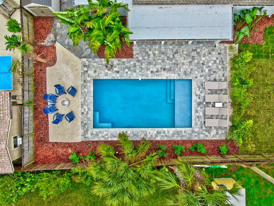 Overhead view of pool