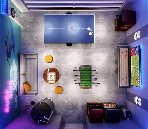 COMING AUGUST 2026: Your family's new favorite hangout. Ping pong, foosball, arcade games, shuffleboard, lounge seating, and more—all under one roof.
