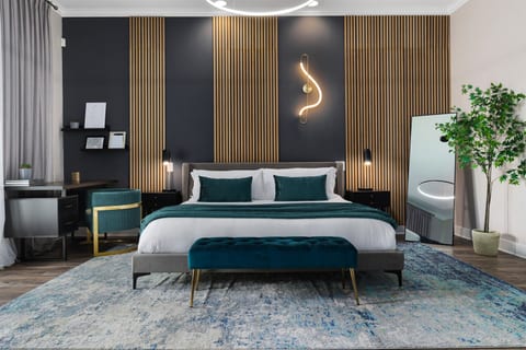 Primary Bedroom with king bed, smart TV, ensuite bathroom