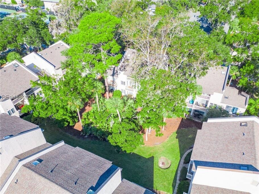 Aerial view of our small development - Bright & fresh Coligny gem!  - Hilton Head Island