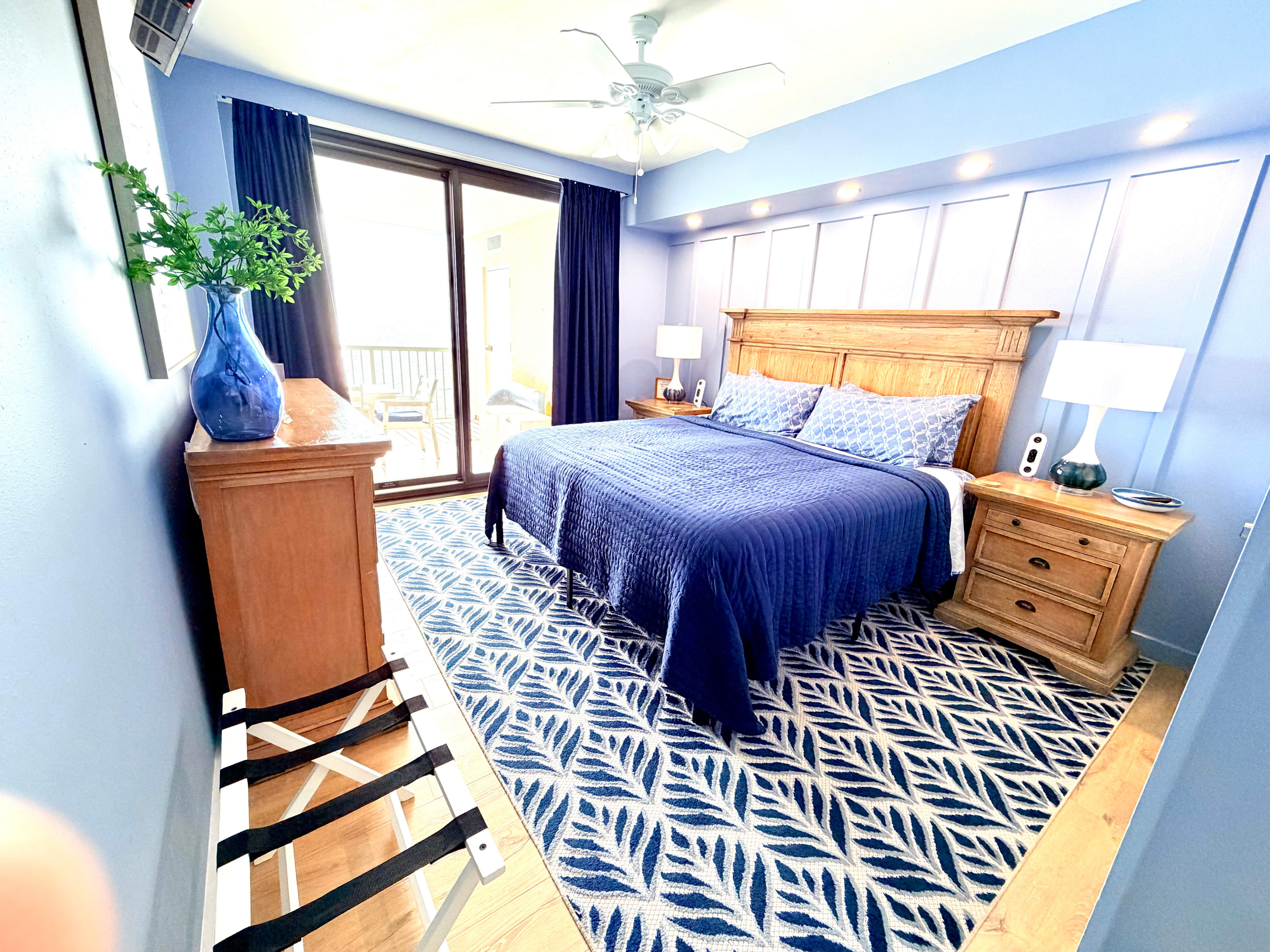 Primary bedroom with direct balcony access