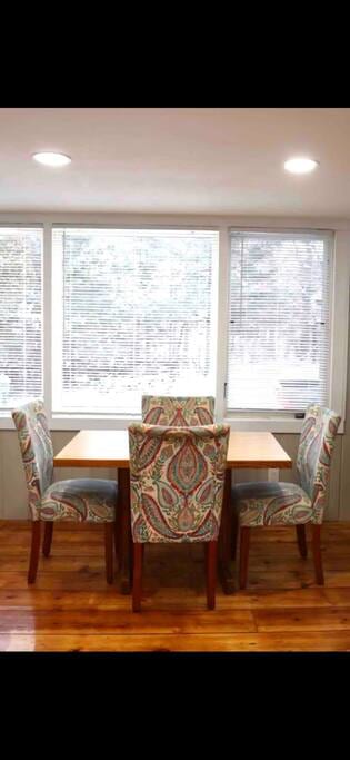 Dining area with additional folding table and chairs