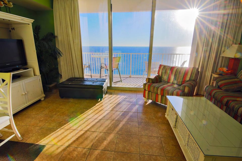 Living Room with Oceanfront Balcony!