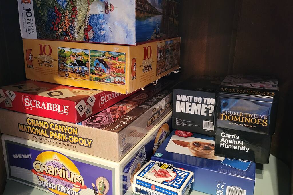 Lots of popular games & puzzles in the living room (more games in the upstairs bunk room too). - Mountain Getaway near NOC, Hot Tub, Amazing Views - Robbinsville