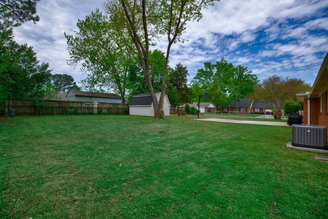 large, fenced-in backyard