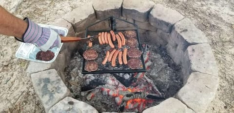 We provide this removable grill that can be used to cook over the firepit.