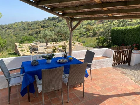 Terrace with dining area.