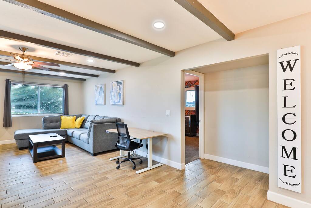 Door to the primary bedroom from the living room
