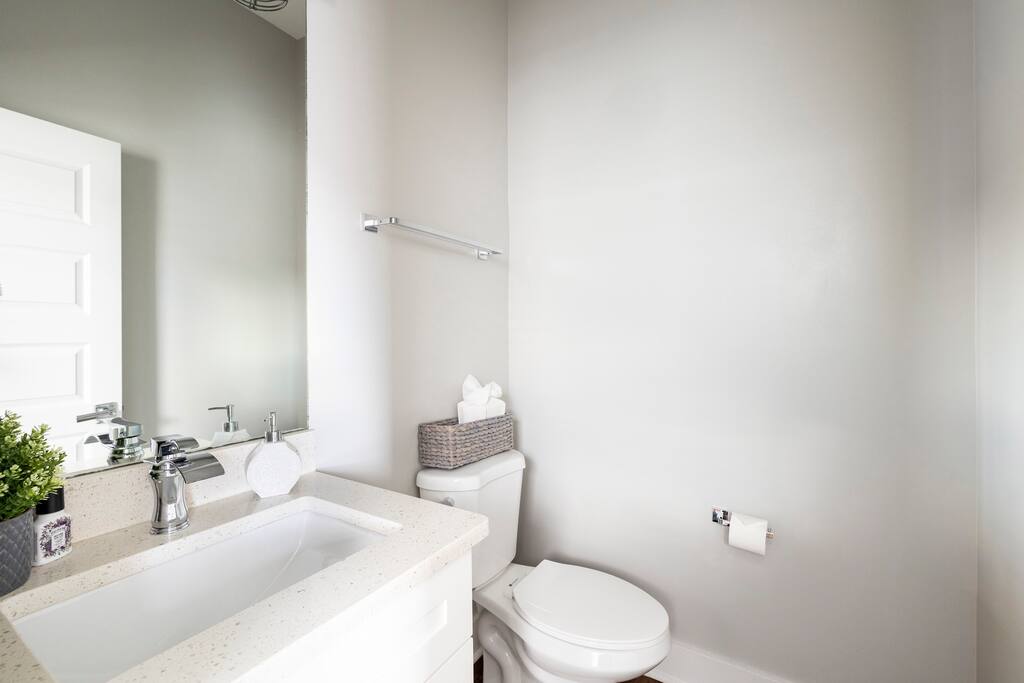 Downstairs half bathroom looked at the entrance.