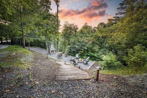 Outdoor area with fire pit and views