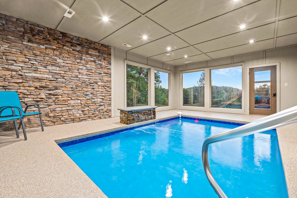 Soak in the views! Enjoy our indoor heated pool with a one of a kind view of the Smokies! Soak in the views! Enjoy our indoor heated pool with a one of a kind view of the Smokies! - Overlook Swim Lodge - Sevierville