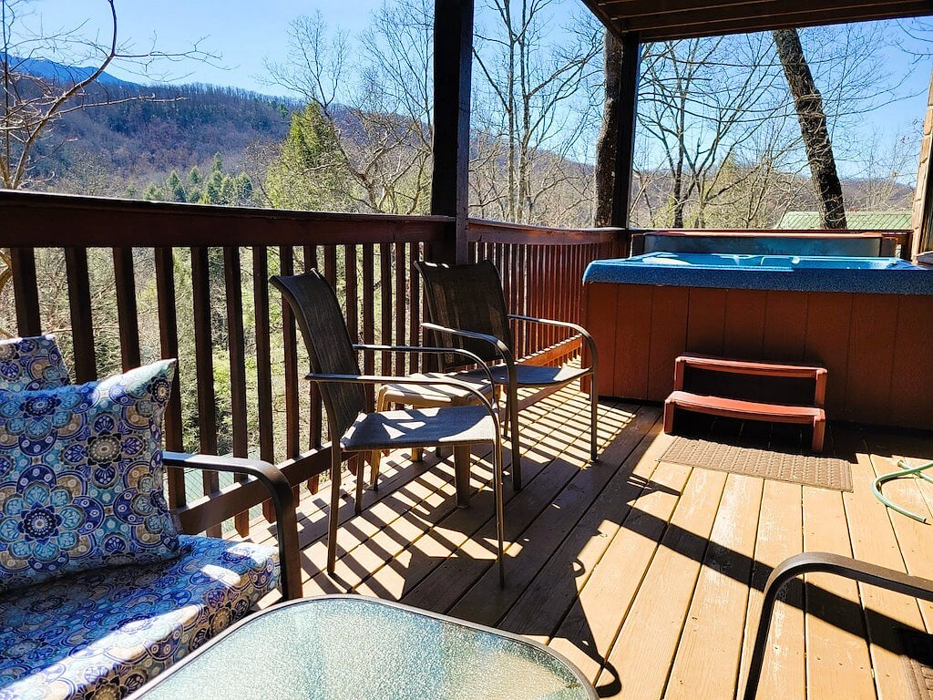 Lower level deck with hot tub