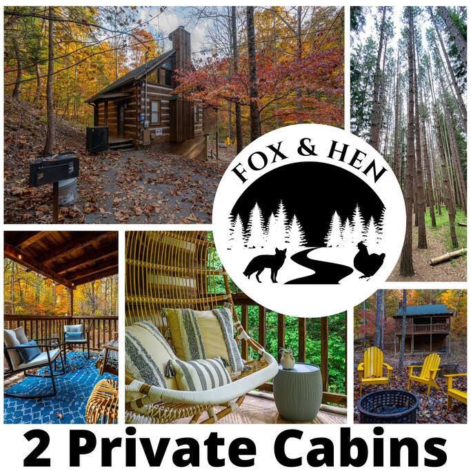 Get 2 Cabins in the woods together! Each cabin has sleeping for 4 and is right next door.
