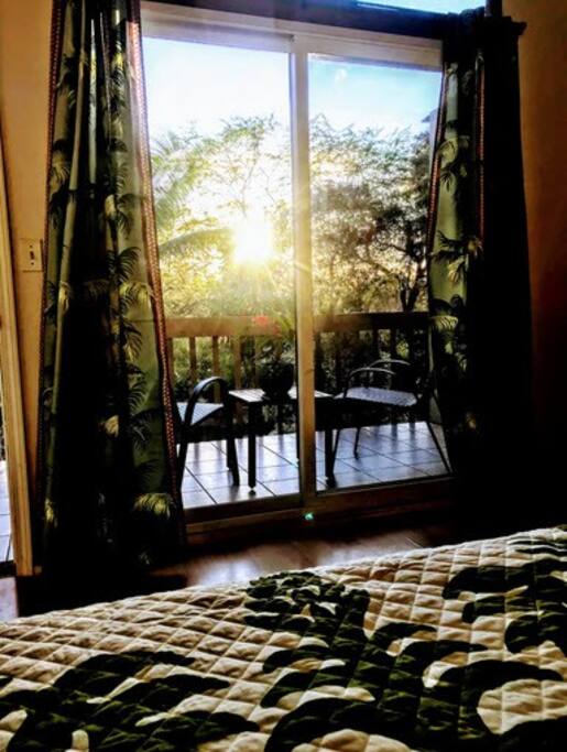 Kona Surf House 2nd Master Queen Bedroom with private lanai garden and sunset view - New A/C Central Kona Surf House 4bd/4bth Sleeps8 - Kona