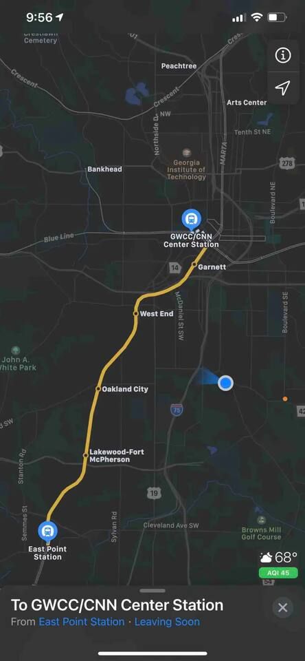 Ride Marta train from the property into Downtown for event at GWCC Georgia World Congress Center , Phillips Arena, Mercedes Benz Stadium