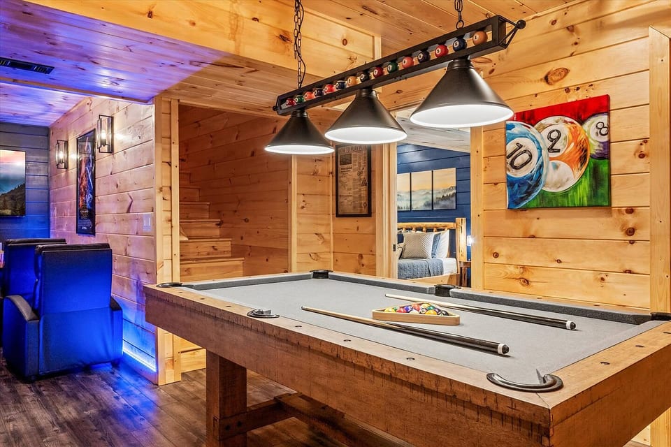 We are your Smoky Mountain Sanctuary and can't wait to host you! Our new basement is your headquarters  for fun with friends and family.  Theater, pool table,  and 4th bedroom with arcade games are all waiting for you!