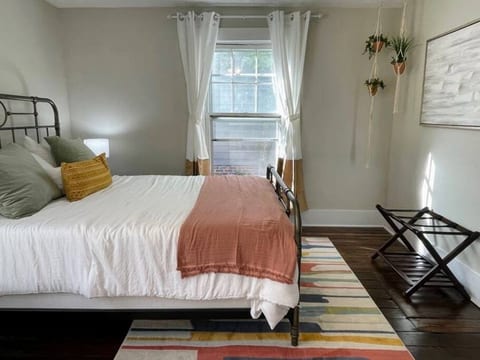 Green Tea memory foam mattress with Egyptian cotton sheets, comfortable throw and beautiful décor.