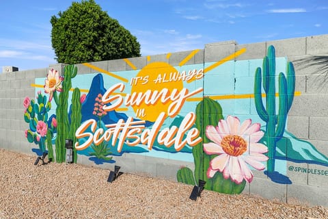 Beautiful custom instagram-worthy wall mural done by the best local artist. Perfect for your group selfies! 