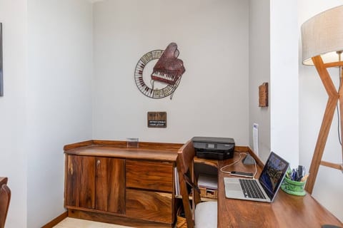 Work area with printer and wifi