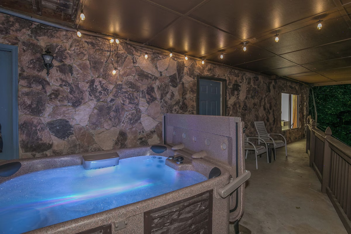 Hot tub on lower level deck.