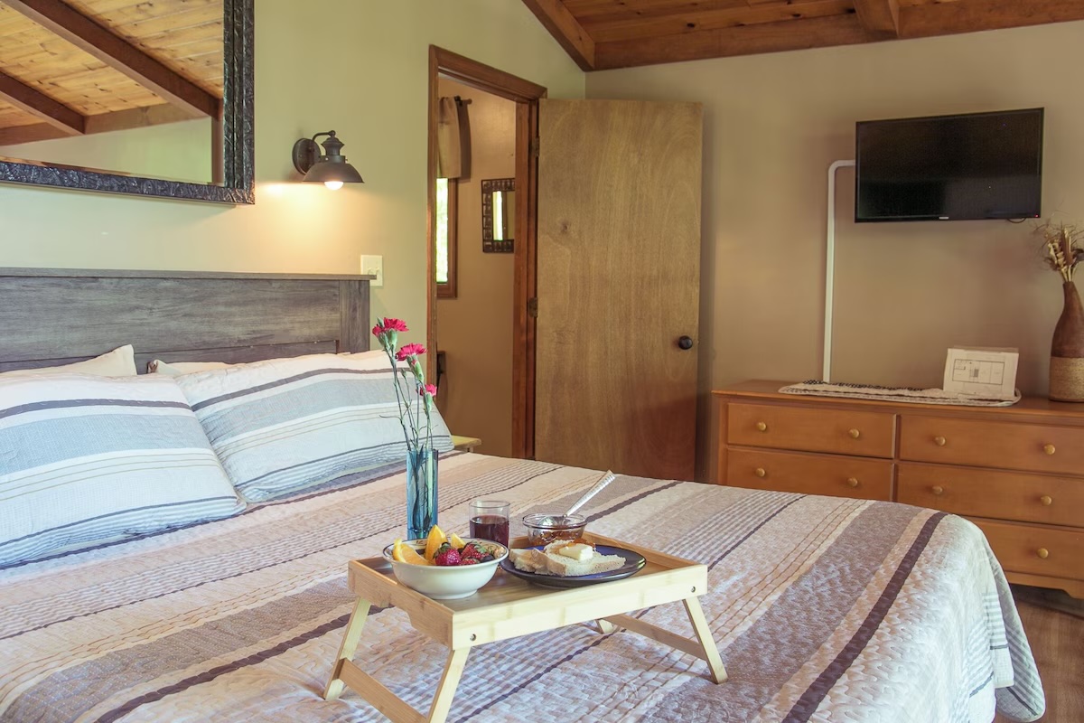 Breakfast in the loft king bed!