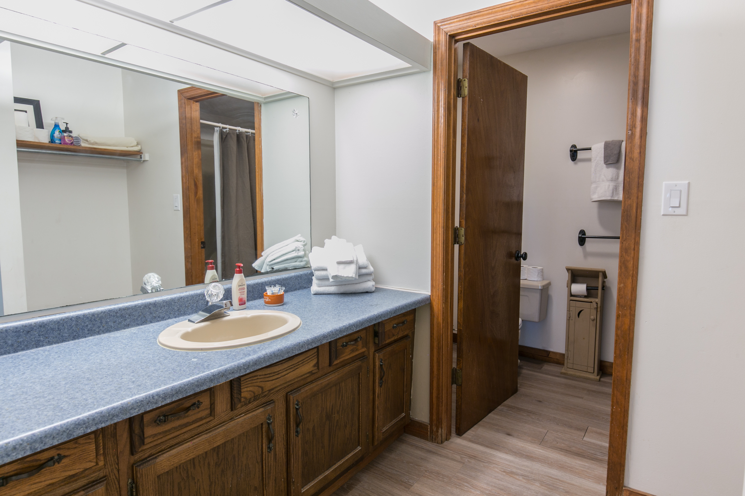 Lower-level full bathroom.