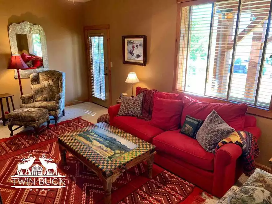 Lower level living space with additional television - Twin Buck Lodge: Stunning View in a Peaceful Home - Crested Butte