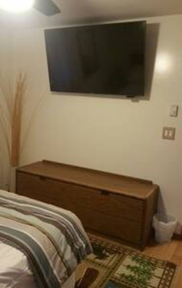 Some rooms have furniture with plenty of storage.