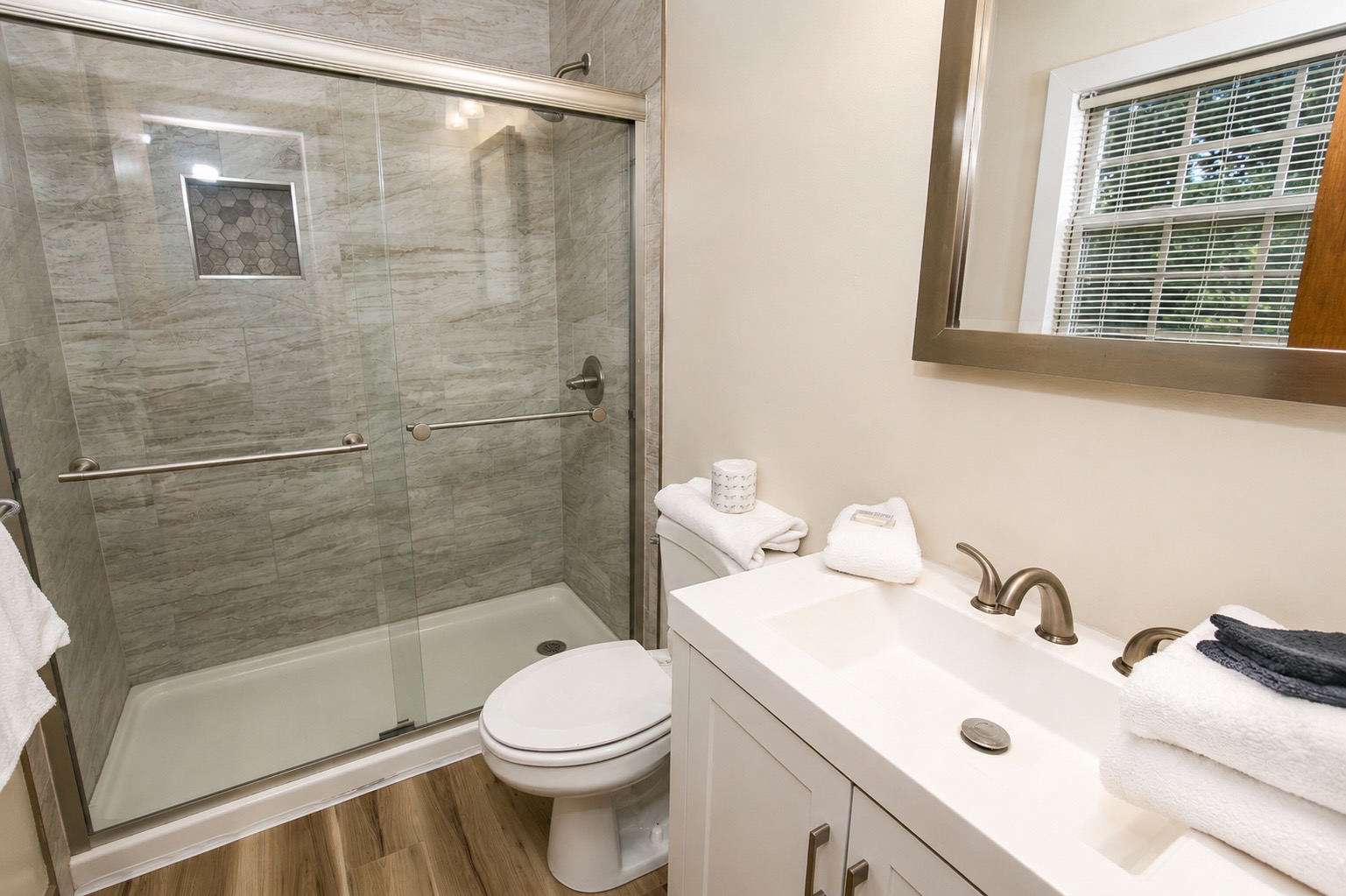Modern bathroom with glass shower