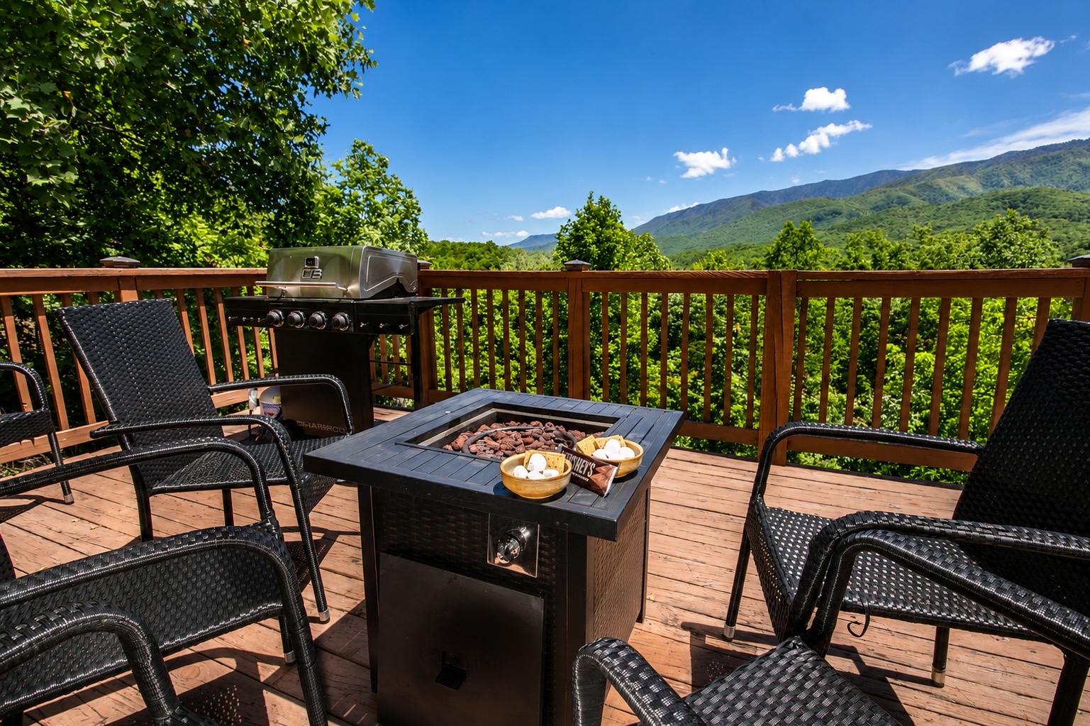 Scenic deck with grill and fire pit