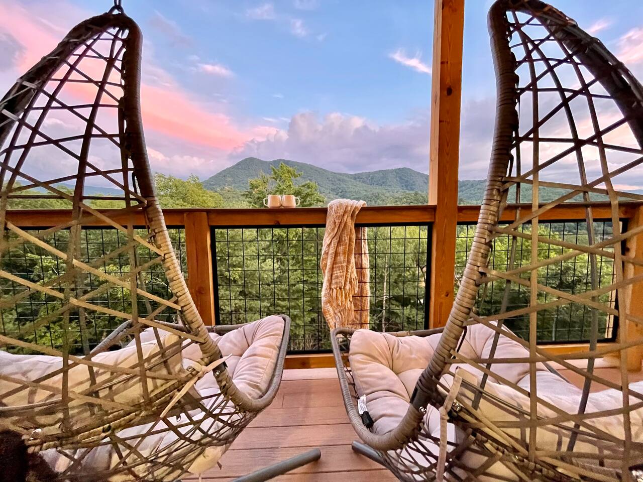 Take a sip from your cup of morning coffee while enjoying the amazing mountain views. - The Dancing Firefly - Sevierville