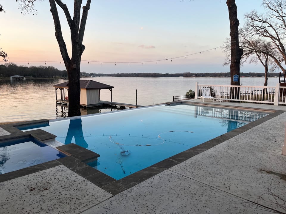 We are right on the lake (the boat house shown is our neighbors).