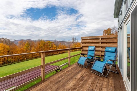 View from your tiny deck with tiny lounge chairs.