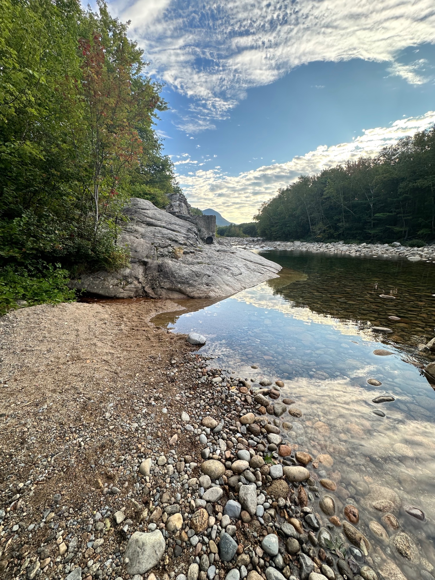 The beach area at the swim hole behind our home is a great spot to enter the river
